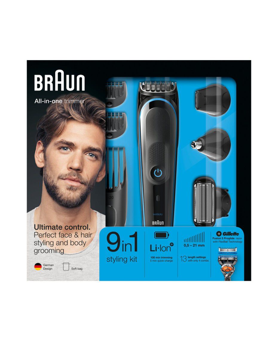 Braun 9in1 trimmer with 7 attachments and Gillette Fusion5 ProGlide